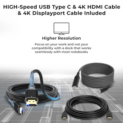 40AY0090US Lenovo Thinkpad Docking Station Dual Monitor - Supports 4K Display, Universal Lenovo Gen 2 Dock with 90W Adapter, HDMI, DisplayPort, USB-C Cables & Cloth (Renewed)