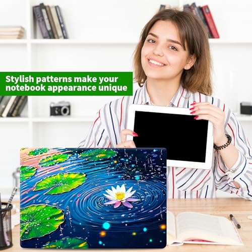 Laptop Skin Sticker Decal, Universal Protective Cover Fit 12 13 14 15.6 Inch Notebook, Reusable Water-Resistant Vinyl Decal w/ 2 Wrist Pads for Business Travel Office, Green Lotus Leaf Creek - color: Green Lotus Leaf Creek