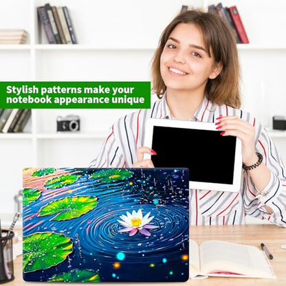 Laptop Skin Sticker Decal, Universal Protective Cover Fit 12 13 14 15.6 Inch Notebook, Reusable Water-Resistant Vinyl Decal w/ 2 Wrist Pads for Business Travel Office, Green Lotus Leaf Creek - color: Green Lotus Leaf Creek
