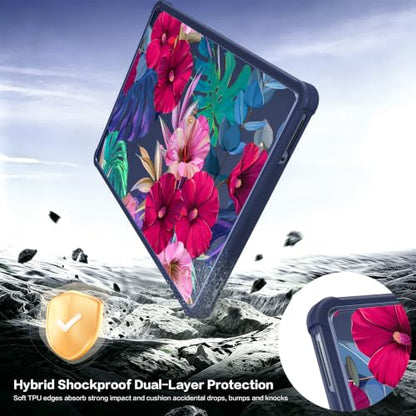 Teryeefi Anti-Crack Case Cover for MacBook Neo 13 inch 2026 Release A3404 | flexible TPU/shockproof/ ultra thin /lightweight/ anti fingerprint / with keyboard cover screen protector/Tropical Flower - color: Tropical Flower & Leaf