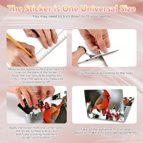 Laptop Skin Sticker Decal 12" 13" 13.3" 14" 15" 15.6",Waterproof Scratch Resistant Vinyl,Reusable Easy to Apply,for MacBook HP Dell Notebooks Netbooks Laptop,2 Wrist Pads,Cardinal Bird Snow - color: Cardinal Bird Snow