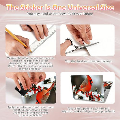Laptop Skin Sticker Decal 12" 13" 13.3" 14" 15" 15.6",Waterproof Scratch Resistant Vinyl,Reusable Easy to Apply,for MacBook HP Dell Notebooks Netbooks Laptop,2 Wrist Pads,Cardinal Bird Snow - color: Cardinal Bird Snow