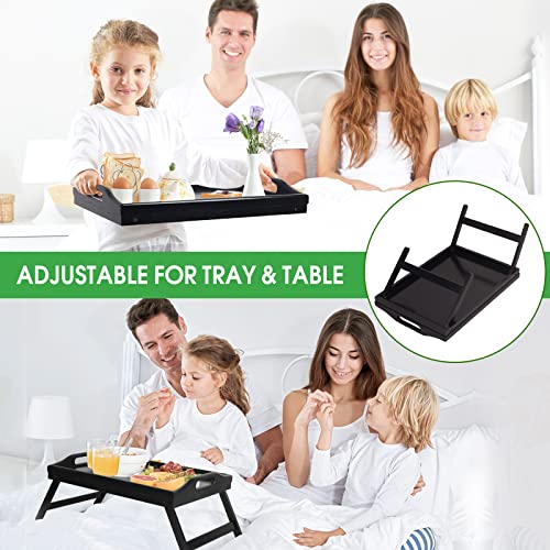 Artmeer Bed Tray Table with Foldable Legs,Bamboo Breakfast Tray with Handles Ideal for Sofa, Bed, Eating,Working,Used As Laptop Desk Snack Tray 2 Pack Black - color: Black-2 Pack