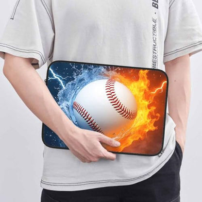 Laptop Sleeve Bag 15.4 15.6 Inch,Baseball Ball in Fire and Water Protective Polyester Computer Cases Laptop Cover Briefcase Bag Tablet Travel Cover - color: LPS-023