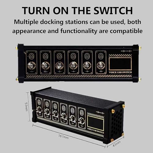 COYEUX 6 Port USB Switcher, USB Docking Station, Independent Control, Button Switch, Retro Gold Plating Table Setting, Share USB Devices, Ideal Gift for Boyfriend