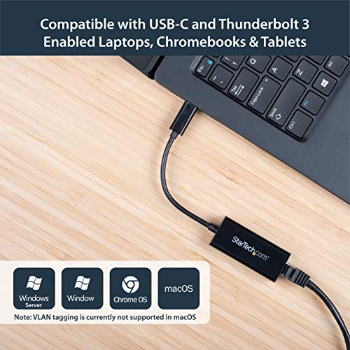 StarTech USB-C Gigabit Ethernet Adapter, Thunderbolt 3/4, RJ45 | Thunderbolt 3/4 Compatible, 10/100/1000 Mbps, USB Bus Powered, Windows, Mac, Linux, ChromeOS - color: Black, size: 1Gbps, style: USB-C