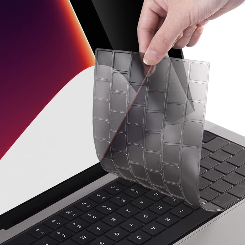 EooCoo Premium Keyboard Cover Skin Protector, Laptop Accessories Compatible with 2026 2025 2024 2023 2022 2021 M5/M4/M3/M2/M1 Pro/Max MacBook Pro 14/16, M5-M2 MacBook Air 13/15, MacBook Neo, Tinted - color: Gray Clear