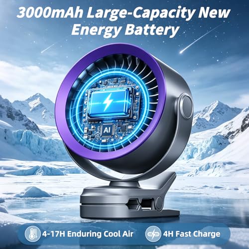 Portable Clip on Fan, Rechargeable USB Desk Fan with Turbo Airflow, 100 Speeds LED Display, 360° Rotation, Small Quiet Battery Powered Fan for Stroller Outdoor Travel Camping Golf Cart, Grey - color: Grey