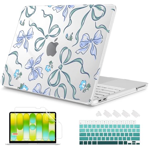 Mektron Case for 2026 MacBook Neo 13-inch A18 Pro chip A3404 Laptop Cover with 13-inch (Diagonal) Liquid Retina Display+ Keyboard Cover+ Screen Protector, Bows C355 - color: Bows C355
