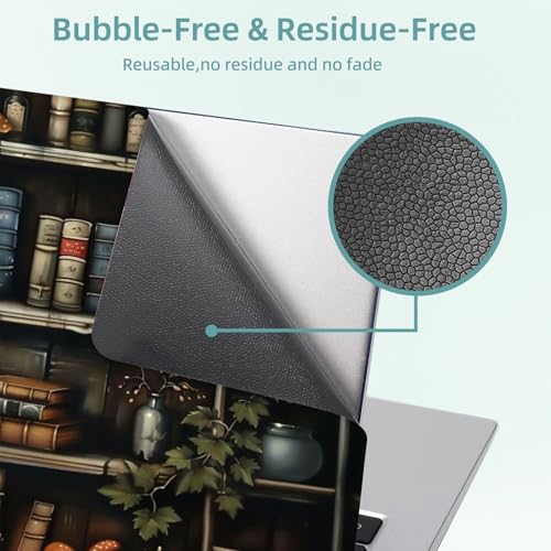 Universal Laptop Skin Decal, 3-Piece Vinyl Protector for 12 13 14 15.6" Notebook, Waterproof Anti-Scratch, Easy Trim & Bubble-Free Finish, Bookshelf Filled with Various Books - color: Bookshelf Filled with Various Books