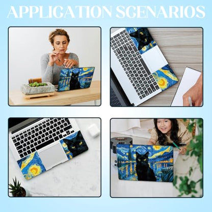 SUPERDANT 3 Pcs Laptop Skin Sticker Cover Decal Black Cat 14.9x10.6in Freely Cut Waterproof Scratch Proof Colorful PVC Wrap for 12 13 14 15 16 Inch Notebook Personalize - style: Van Gogh Black cat