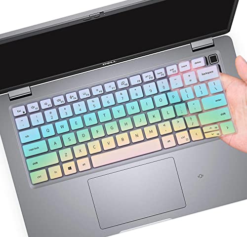 Keyboard Cover Skin for Dell Latitude 5420 5430 5440 5450 3440 3450 14, Dell Latitude 7420 7430 7440 7450 14, Latitude 9420 9430 9510 9520, Latitude 7520 15.6" Laptop Protector, Colorful - color: Rainbow