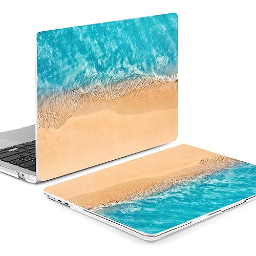 Batianda Case for MacBook Air 15" with M5 M4 M3 M2 Chip, Turquoise Shore | 4-in-1 Set with Turquoise Beach Aerial Design,Lightweight Slim Hard Shell Protection For Vacation Lovers and Coastal Dreamers - color: Beach