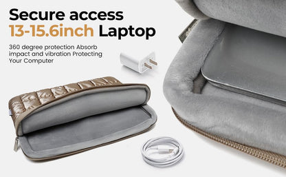 Canvas Life 360 Protective Plush Laptop Sleeve 14-14.4-inch Laptop Sleeve Bag Compatible with HP, Lenovo, Dell, ASUS, MacBook Pro 14-inch - Quilted Design(Khaki, 14 inch / 14.0 inch) - color: Khaki