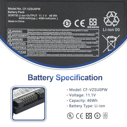 CF-VZSU0PW CF-VZSU0PR Laptop Battery for Panasonic TOUGHBOOK CF54 CF-54 Mk1 | 54 Gloved Multi Touch, 54 Prime CF-VZSUOPW CF-VZSU0GW CF-VZSU0KR 46Wh 4200mAh - size: 5.5*2.8*0.7inch CF-54