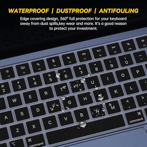Keyboard Cover Compatible with 2026 MacBook Neo 13-inch Laptop with A18 Pro Chip A3404, 2026 MacBook Neo 13 inch Keyboard Skin Protector - color: Black-English, size: MacBook Neo 13" 2026+
