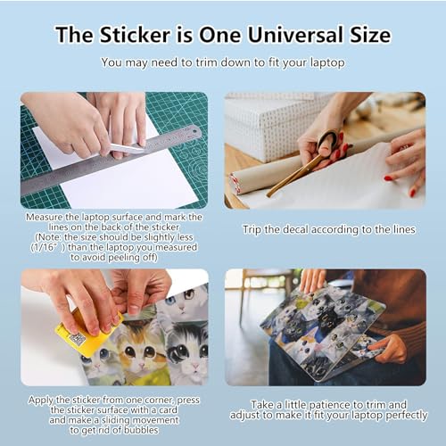 Universal Laptop Skin Sticker with 2 Wrist Pad Skins, Waterproof Scratch Resistant Vinyl Laptop Cover Decal, Cut to Fit for 11–15.6 Inch MacBook HP Dell Lenovo, Cats - color: Cats