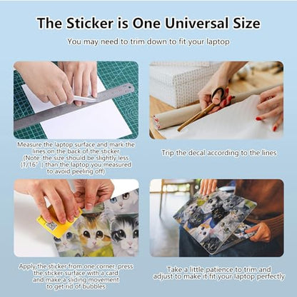 Universal Laptop Skin Sticker with 2 Wrist Pad Skins, Waterproof Scratch Resistant Vinyl Laptop Cover Decal, Cut to Fit for 11–15.6 Inch MacBook HP Dell Lenovo, Cats - color: Cats