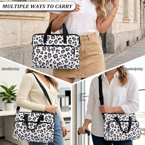 Laptop Sleeve, Laptop Cover with Adjustable Strap Computer Bag Tablet Notebook Sleeves Handbag Messenger Briefcase - color: Leopard Print