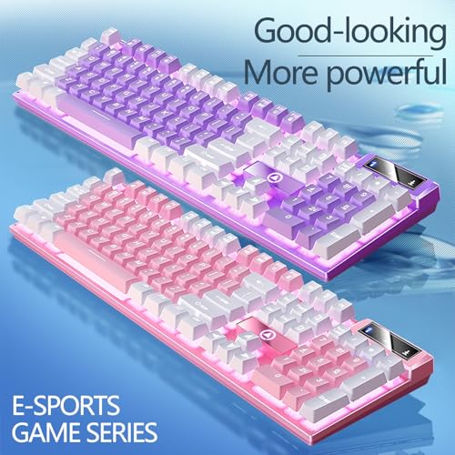 Gaming Keyboard, Wired Backlit Mini Keyboard, Ultra-Compact Anti-Ghosting No-Conflict Membrane Gaming Wired Keyboard for PC Laptop Windows Gamer (Purple) - color: Purple