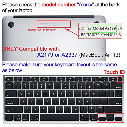 Silicone Keyboard Cover for MacBook Air 13 inch 2021 2020 Model A2179 A2337 M1 Chip, Gray Blue Flowers - color: Gray Blue Flowers