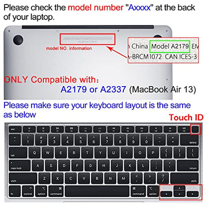 Silicone Keyboard Cover for MacBook Air 13 inch 2021 2020 Model A2179 A2337 M1 Chip, Gray Blue Flowers - color: Gray Blue Flowers