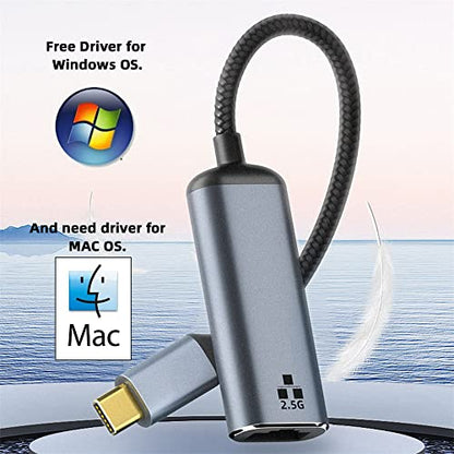 USB-C Type-C USB3.1 to 2500Mbps 2.5Gbps GBE Gigabit Ethernet Network LAN Cable Adapter for Laptop - style: USB-C to 2500Mbps