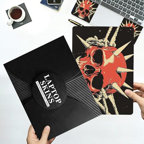 Universal Laptop Skin Sticker with 2 Wrist Pad Decals, 3-Piece Removable Vinyl Laptop Cover, Pierce The Skull Waterproof Anti-Scratch, Easy-Trim Fit for 13.3" 14" 15.6" Laptops - color: Pierce the Skull