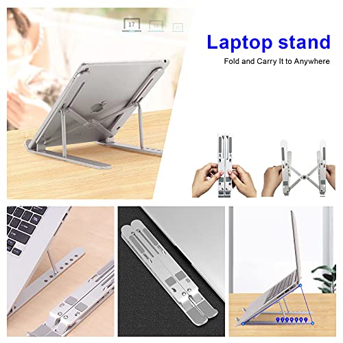Laptop Stand - Adjustable Ergonomic Aluminum Stand, 7 Angle Anti-Slip, Compatible with 9-15.6 inch Laptops, Silver