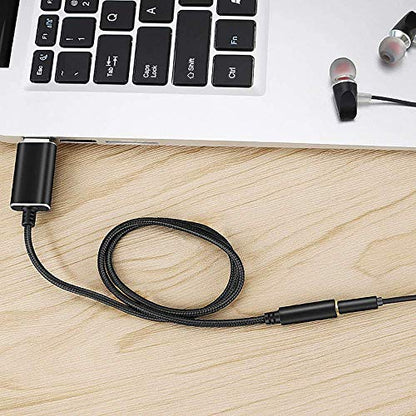 USB to 3.5mm Jack Audio Adapter with 3.5mm Headphone and Microphone Jack for, for, for, for PC/Laptops, Black, 500043134