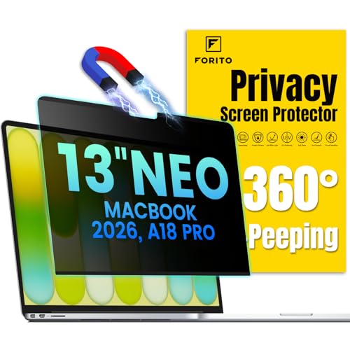 F FORITO Magnetic Privacy Screen Protector Compatible with 2026 MacBook Neo 13 inch with A18 Pro Chip - 360° Anti Peeping Anti Blue Light Anti Glare Removable Laptop Privacy Screen Shield - size: for Mac Neo 13"(2026, A18 Pro)