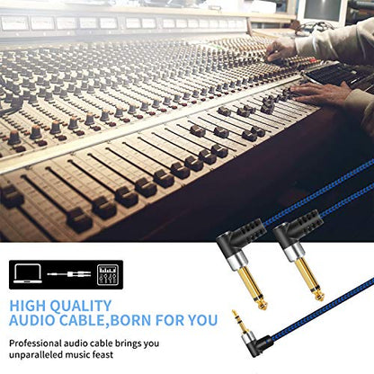 3.5mm TRS to Dual 6.35mm TS Stereo Breakout Cable 10 ft for Mixers - size: 10FT