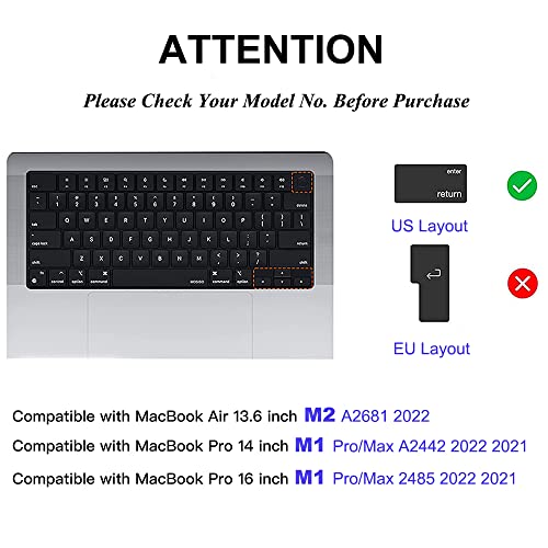 Clear Ultra Thin TPU Keyboard Cover for MacBook Air 13.6 inch M2 A2681 2022 and 2023 MacBook Pro 14 inch 16 inch M1 Pro M2 Max A2442/A2485 2022 2021 - color: Clear TPU, size: M2 M1 Pro/Max Macbook Pro 14"/16" and M2 Air 13.6"