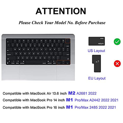 Clear Ultra Thin TPU Keyboard Cover for MacBook Air 13.6 inch M2 A2681 2022 and 2023 MacBook Pro 14 inch 16 inch M1 Pro M2 Max A2442/A2485 2022 2021 - color: Clear TPU, size: M2 M1 Pro/Max Macbook Pro 14"/16" and M2 Air 13.6"