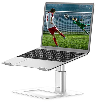 BoYata Laptop Stand, Ergonomic Aluminum Height Adjustable Computer Stand Laptop Riser Holder for Desk, Compatible with MacBook Pro/Air, Dell, Lenovo, HP, Samsung, More Laptops 11-17" - color: Silver