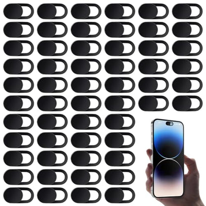 60 Pcs Camera Cover Laptop,Ultra Thin Front Camera Cover for Phone, Strong Adhensive Webcam Covers Slide Slide, Phones Cameras Covers, Black ABS Material, Protect Privacy & Security