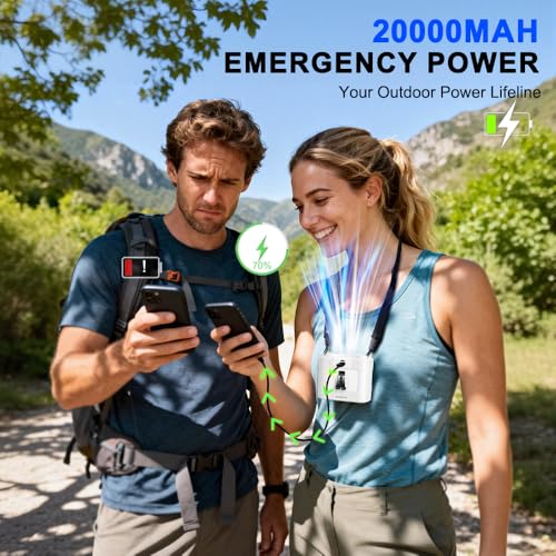 CAZOKASI 2026 Upgrade 20000mAh Waist Clip Fan Wearable Fan Portable Personal Body Fan Powerful Upto 36H Cooling and Heatstroke Prevention Fan - size: 20000mAh/ full white