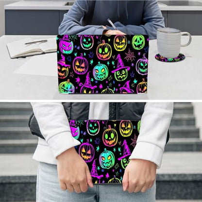 Laptop Skin Sticker Decal 12"-15.6" Universal Laptop/Notebook/Netbook Vinyl - Waterproof Scratch Resistant,Fits HP Dell Lenovo MacBook,2 Free Wrist Pads,Easy Apply & Remove,Glitter Pumpkin - color: Glitter Pumpkin