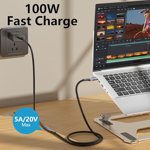 long usb-c extension cable20ft(6m)USB C 20 gbps data transfer,100W Fast Charging type-c braided data extension cable,Video Output at4K@120Hz,type c Male to Female Cable Compatible with Thunderbolt 3/4 - size: 20FT