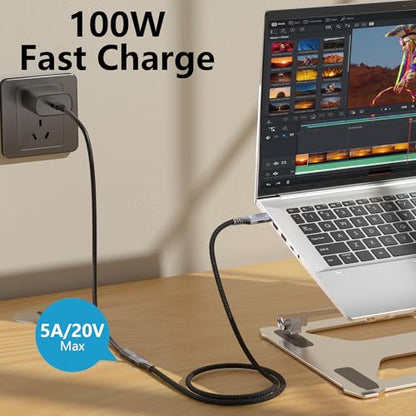 2-pack long usb c braided data extension cable 20ft/6M, USB c extension cable 20 gbps Data Transfer/100W Fast Charging/Video Output at 4K@60Hz for Monitor,USB Male to usbc-c Female Cable（20FT+20FT） - size: 20FT+20FT