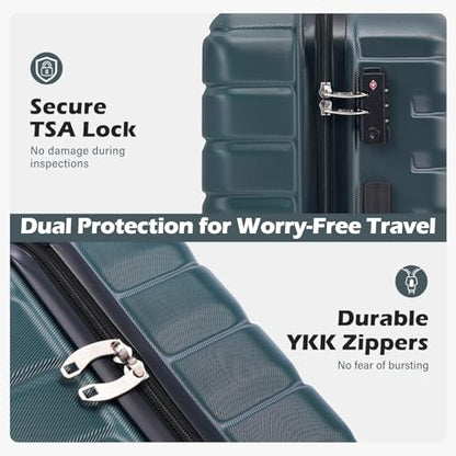 Coolife Luggage Sets, 3 Piece Hard Shell Suitcase Set with Spinner Wheels, Expandable Large Checked Luggage, Lightweight Rolling Carry On with TSA Lock Teal Blue - color: Teal blue, size: 3 Piece Set (20in/24in/28in)