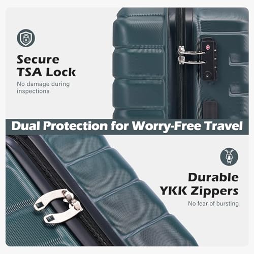 Coolife Carry On Luggage Airline Approved with Wheels Hard Shell Suitcase Spinner TSA Lock Telescopic Handle (20-inch-Teal blue) - color: Teal blue, size: Small(20in)