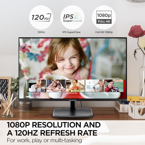 ViewSonic VA2756A-MHD 27 Inch Full HD Computer Monitor, IPS 120Hz Display | HDMI, DisplayPort, VGA, Eye Care, Thin Bezels, Home Office, Laptop, PC, Mac, Anti Glare, 1ms, 250 Nits, Speakers - size: 27 Inches, style: 1920 x 1080