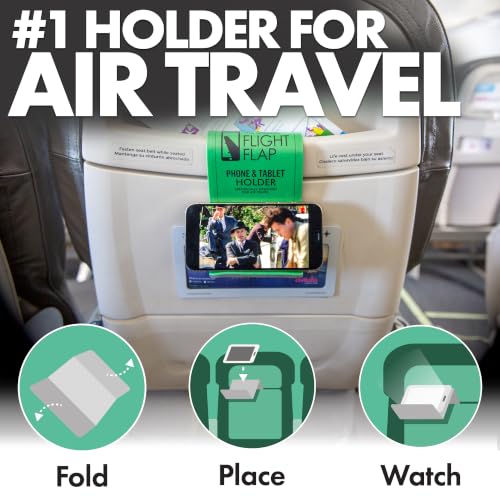 Foldable Airplane Phone Holder, Travel Phone Stand, Green | Use this flexible phone stand on a desk, bed, treadmill, office, kitchen counter, car headrest, or airplane seat back - color: Green, size: Large