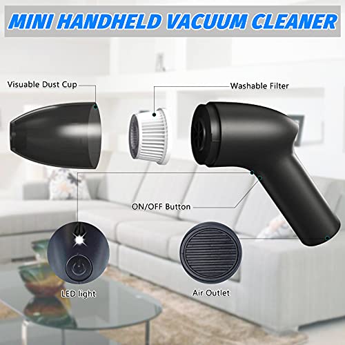 Hayousui 4.3Kpa Keyboard Vacuum Cleaner Mini Handheld Computer Vacuum | USB Rechargeable,Hepa Filter,LED Light, Pc Cleaning Kit for Car/Laptop/Sewing Machine/Desk Crumbs/Dust Cleaner