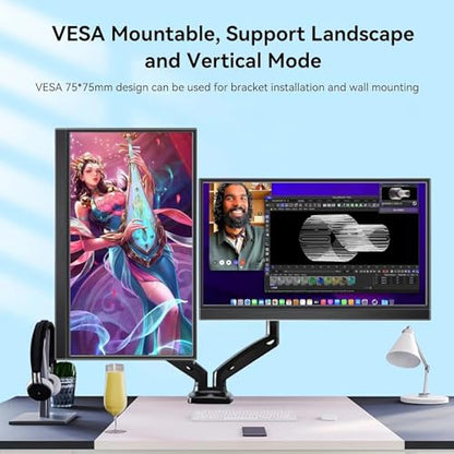 QQU 14" Portable Touchscreen Monitor, 1920 x 1200 IPS/HDR Ultra-Slim Travel Display with VESA Mount & Smart Cover, Kickstand & Speakers, HDMI USB-C External Monitor for Laptop, PC,Phone, Tablet, PS4/5