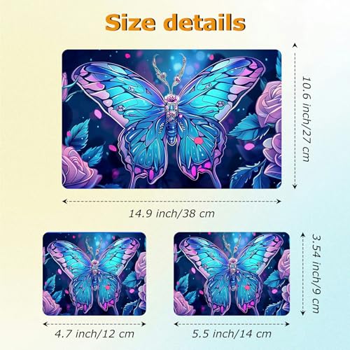 Universal Laptop Skin Sticker with 2 Wrist Pad Decals, 3-Piece Removable Vinyl Laptop Cover, Art Butterfly Waterproof Anti-Scratch, Easy-Trim Fit for 13.3" 14" 15.6" Laptops - color: Art Butterfly