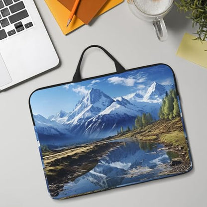 14 Inch Laptop Sleeve Case Waterproof Lightweight Laptop Case BagsSnowy Mountains Travel Laptop Bag With Handle For Women Men