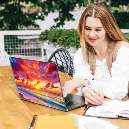 Laptop Skin Sticker Decal, Universal Reusable Vinyl Laptop Cover for 12" 13" 13.3" 14" 15" 15.4" 15.6" Notebook PC, Reusable Waterproof Scratch-Resistant with 2 Wrist Pads,Beach Sandbeach - color: Beach Sandbeach