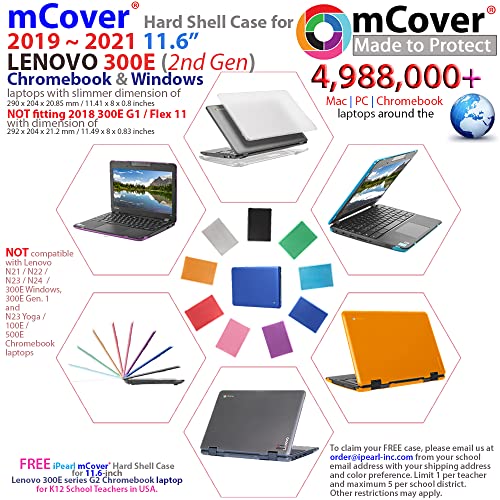 mCover Case Compatible for 2019~2021 11.6" Lenovo 300E 2nd Gen Chromebok & Windows 2-in-1 Laptop Computers ONLY (NOT Fitting Any Other Lenovo Models) - Purple - color: Purple